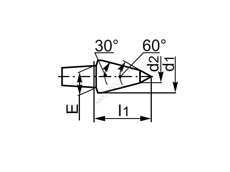 Rysunek techniczny: Końcówka wymienna do kła obrotowego 30/60 st. wewnętrzna: T.8844 MS5 - KOLNO